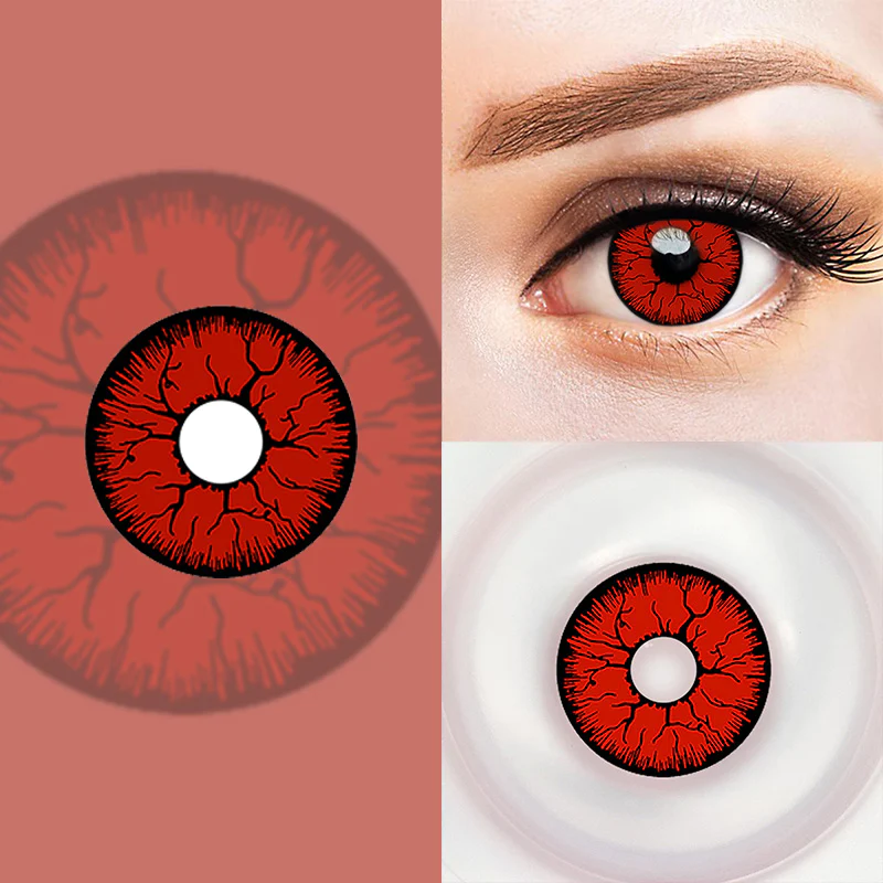 Cosplay Crack Red Prescription Colored Contact Lenses
