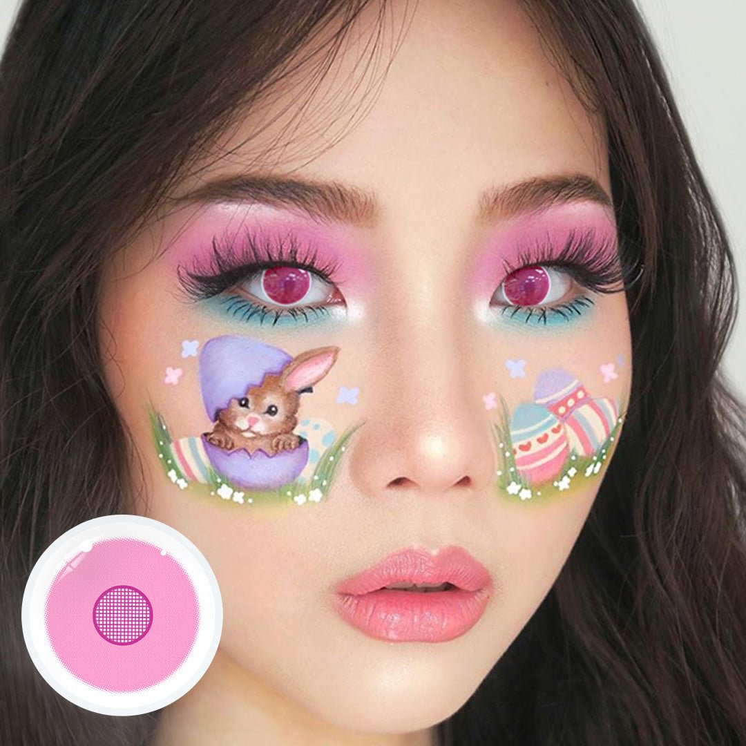 Cosplay Demon Slayer Rose Bloom Pink Colored Contact Lenses