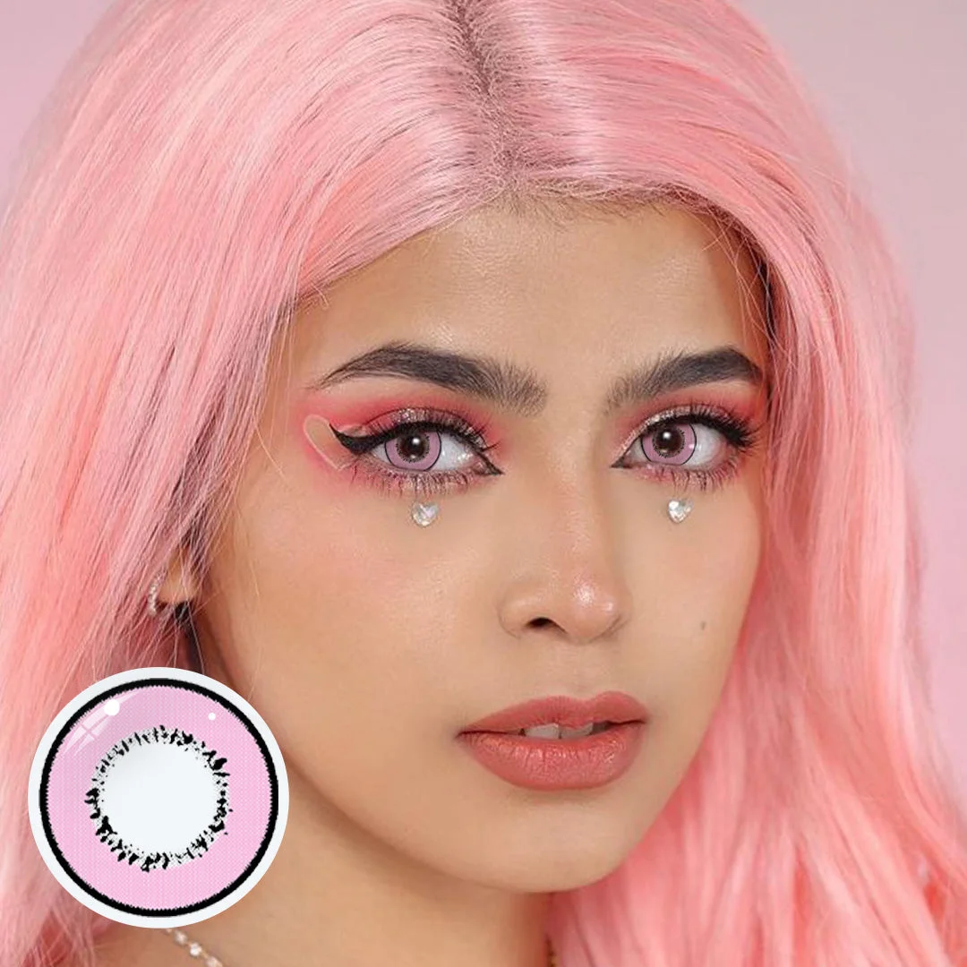 Cosplay Element Pink Prescription Colored Contact Lenses
