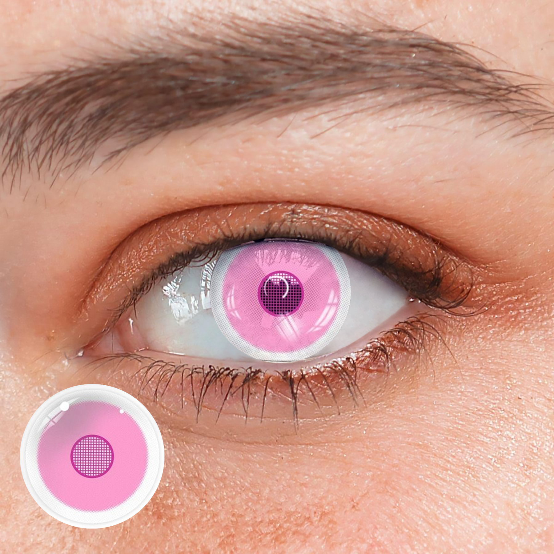 Cosplay Demon Slayer Rose Bloom Pink Colored Contact Lenses