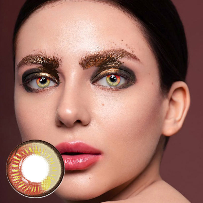 Cosplay Anime red brown Prescription Colored Contact Lenses