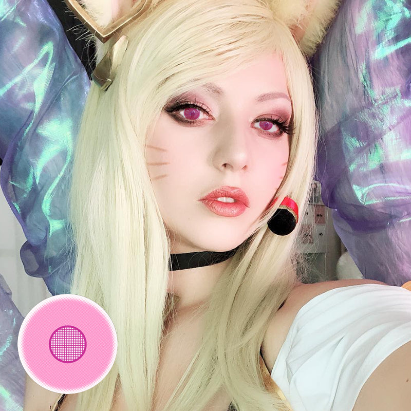 Cosplay Demon Slayer Rose Bloom Pink Colored Contact Lenses