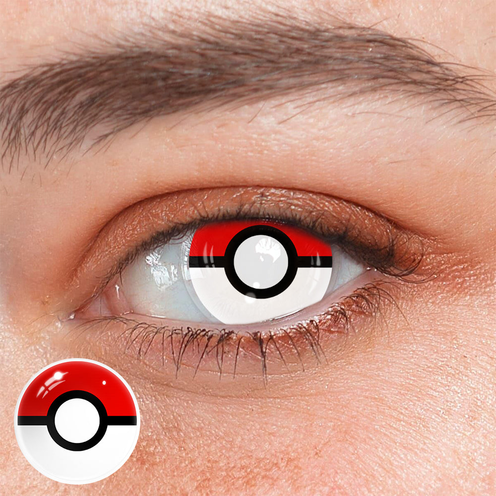 Cosplay Pokeball Full Red Colored Contact Lenses