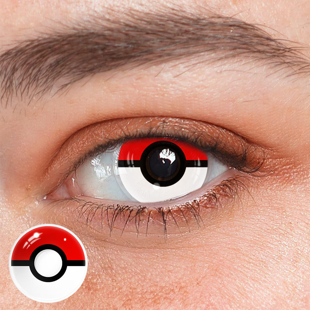 Cosplay Pokeball Clear Red Colored Contact Lenses