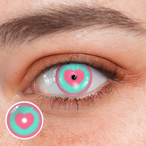 Cosplay Pink love Green Colored Contact Lenses