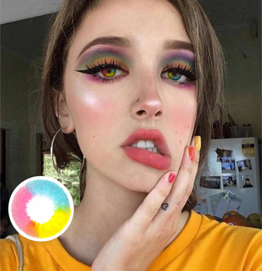 Halloween Rainbow Multi Rainbow Colored Contact Lenses