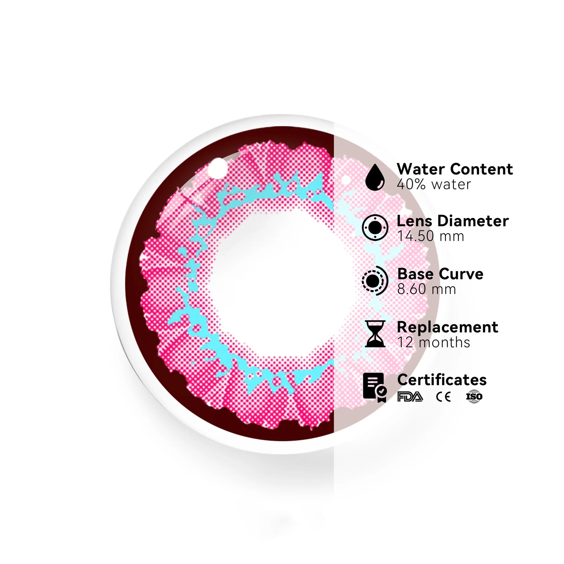 Cosplay Pink love Pink Colored Contact Lenses