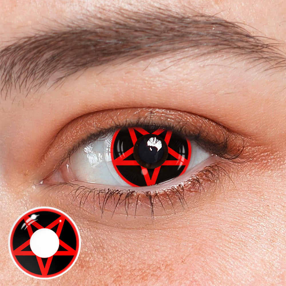Cosplay NARUTO Pentagram Red Colored Contact Lenses